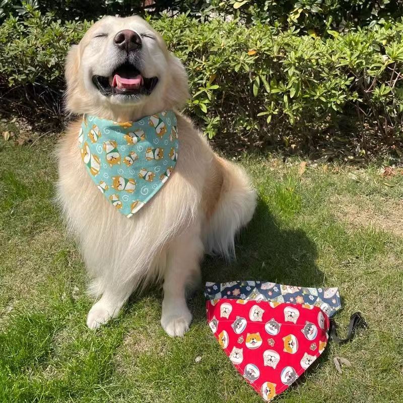 狗狗口水巾可调节卡扣三角巾大中型犬萨摩耶金毛柴犬围脖围兜通用