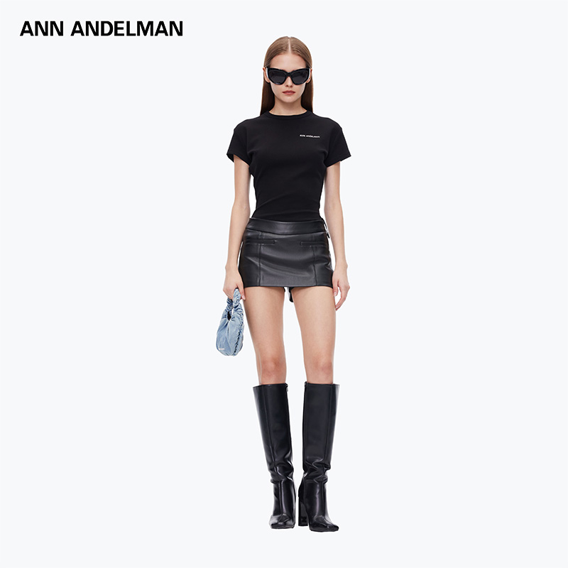 ANN ANDELMAN25秋冬 款气质皮短裙裙裤显瘦半身裙【商场同款新品】