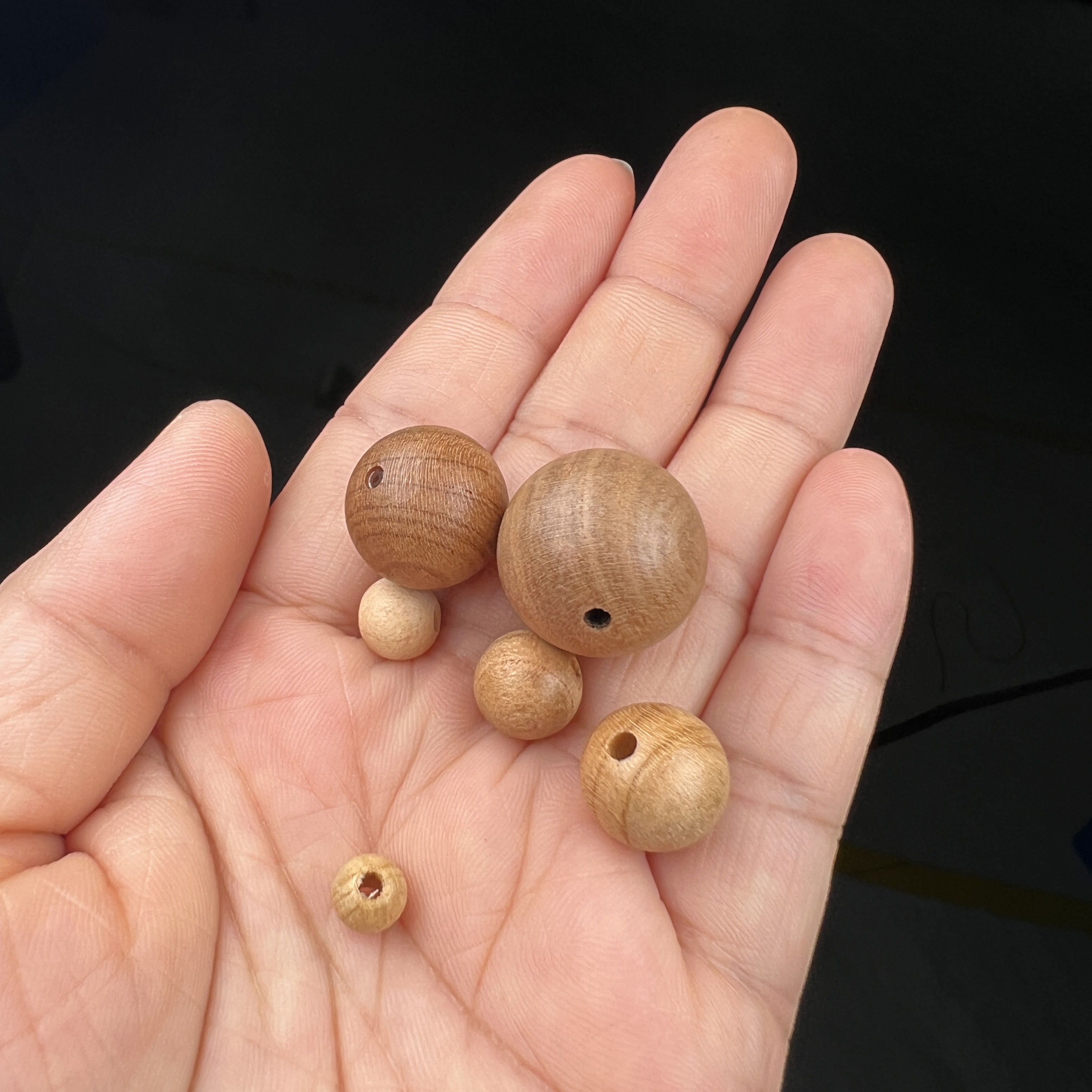 木雕小珠子桃木珠散珠佛珠手绳隔珠手链手串饰品配件材料圆珠光珠