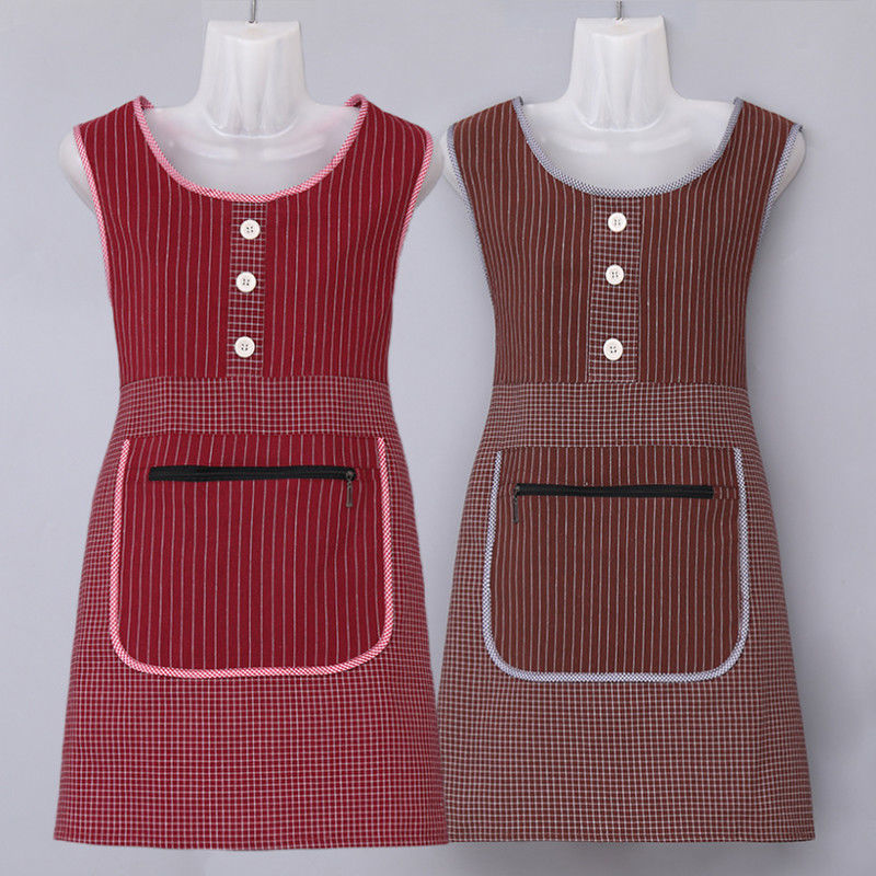 新款棉围裙女厨房家用罩衣马甲耐脏防油污围裙上班时尚工作服围腰