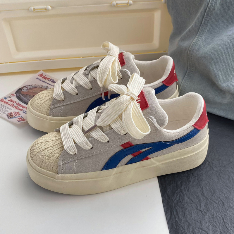 品牌断码剪标贝壳头厚底新款帆布鞋子ins女鞋韩版复古低帮运动小