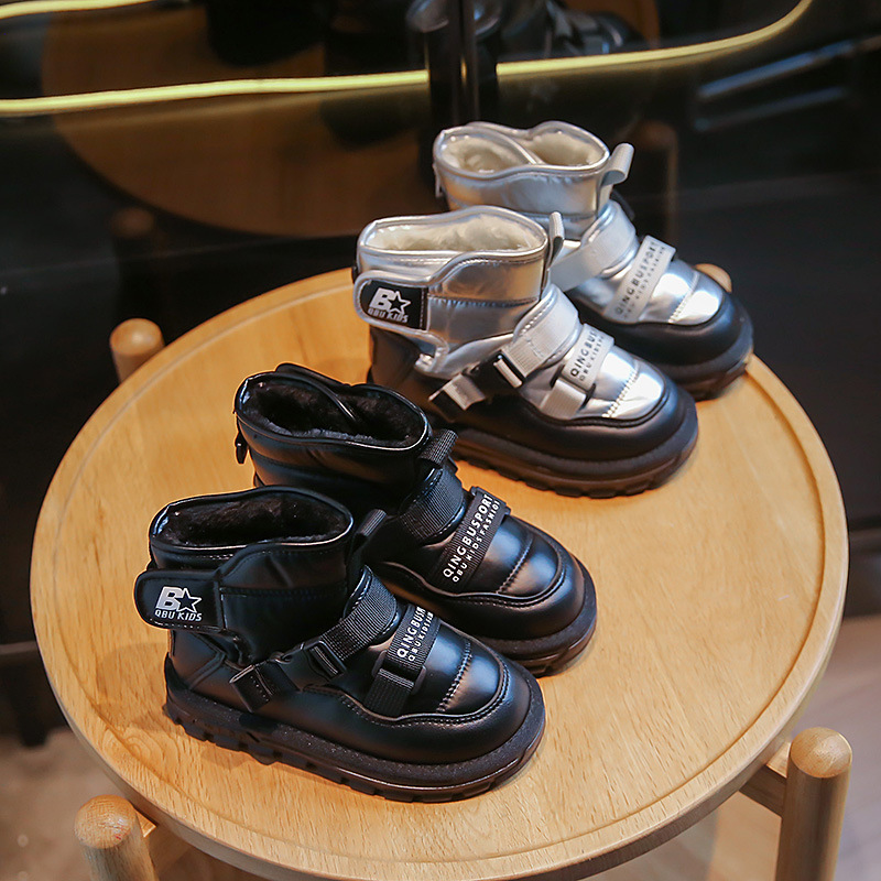 时尚雪地靴冬季保暖鞋子女童靴子男童加厚棉鞋中大童加绒鞋冬鞋潮