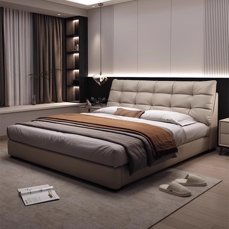 SOUTHLIFE/南方生活轻奢家用带储物主卧室免洗大床简约真皮皮床