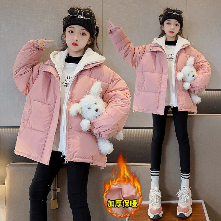 女童棉服冬装2023新款韩版儿童冬季保暖棉袄中大童加厚棉内胆洋气
