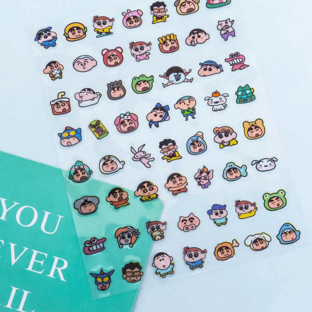 可爱卡通蜡笔小新贴纸56枚不重复搞笑表情包ins风高颜值防水装饰