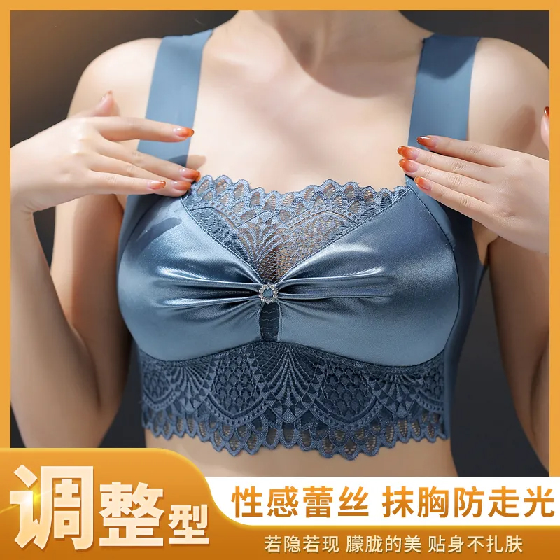 夏季性感防走光大码内衣聚拢防下垂上托无钢圈大胸显小文胸罩女