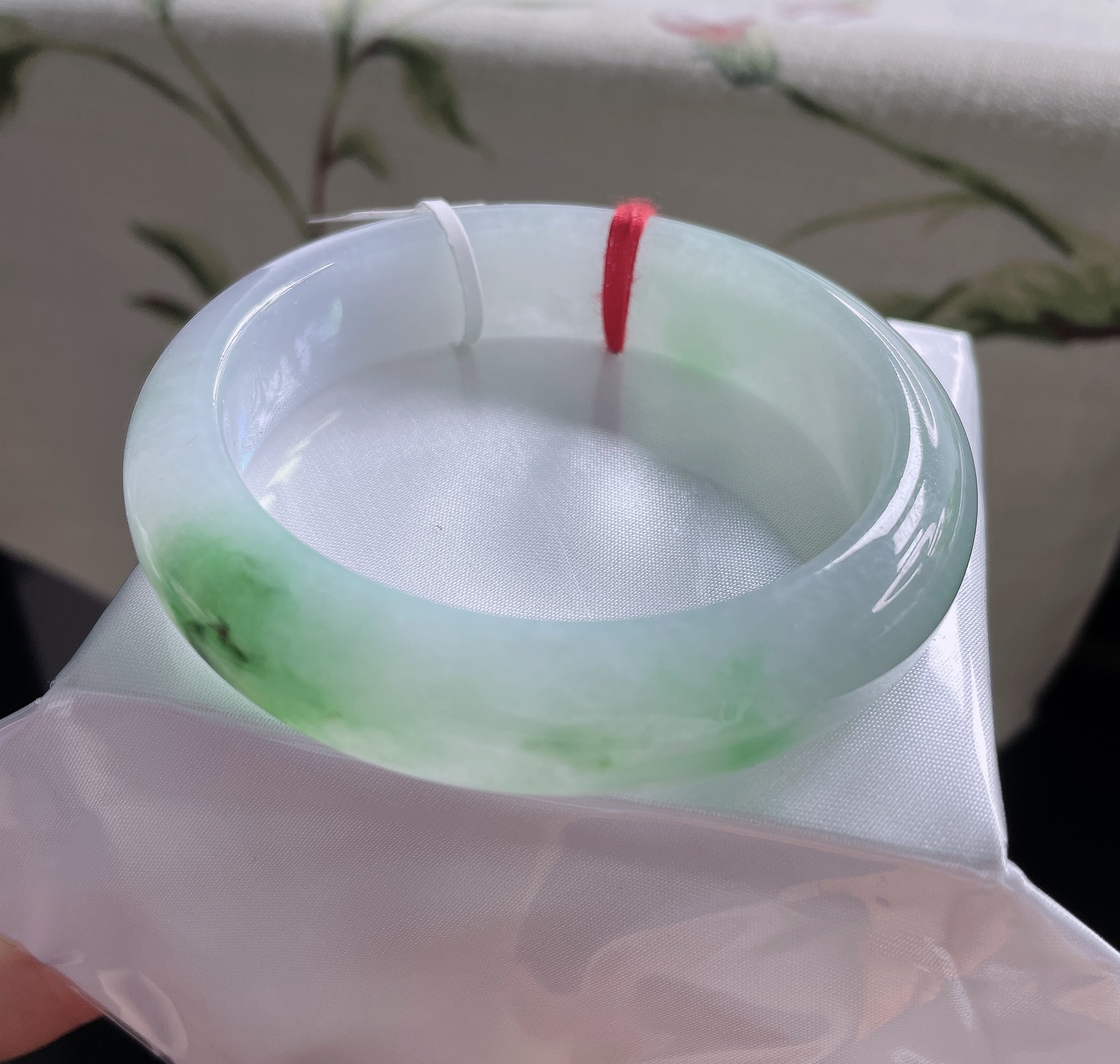 糯种起胶飘绿57圈 气质高雅时尚正品天然缅甸翡翠A货手镯玉镯