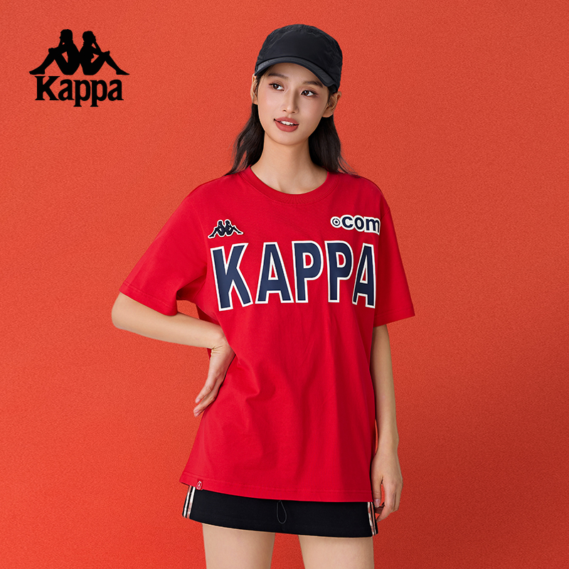 Kappa卡帕背靠背2025蛇年新年款运动短袖男休闲纯棉T恤女针织上衣