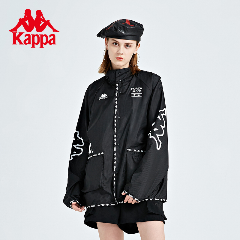 《梭织防风》Kappa卡帕防风衣情侣梭织运动卫衣连帽开衫KAB0WJ01