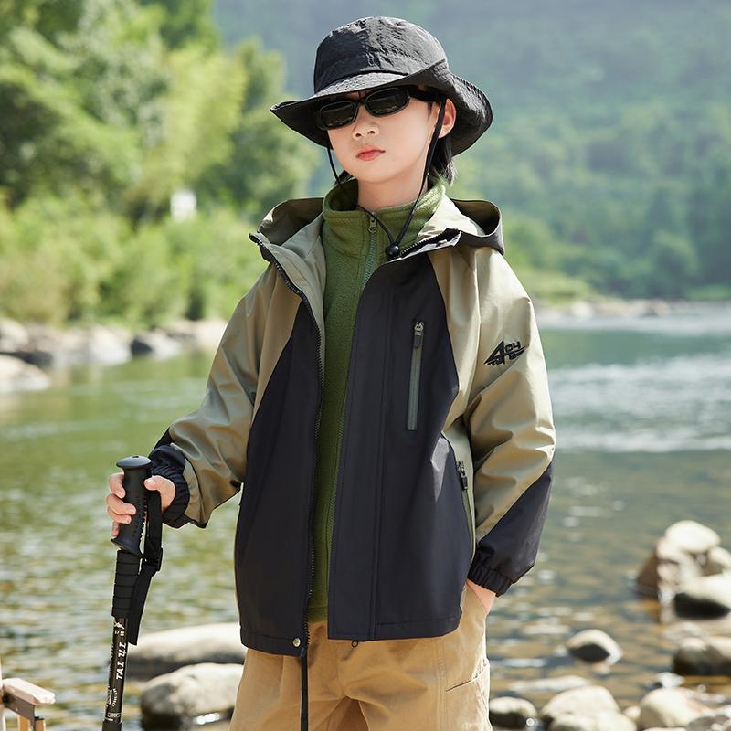 2023新款中大童加厚加棉外套中大童冬季套装男童三合一冲锋衣冬款