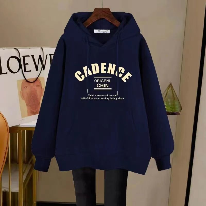 子无忧100%纯棉韩版连帽卫衣女秋冬加绒宽松胖MM大码显瘦外套女