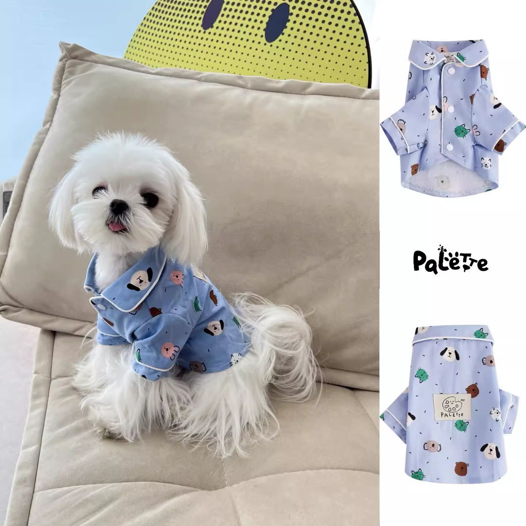 PalettePet春夏宠物服饰猫咪狗狗宠物网红蓝色小动物睡衣衬衫