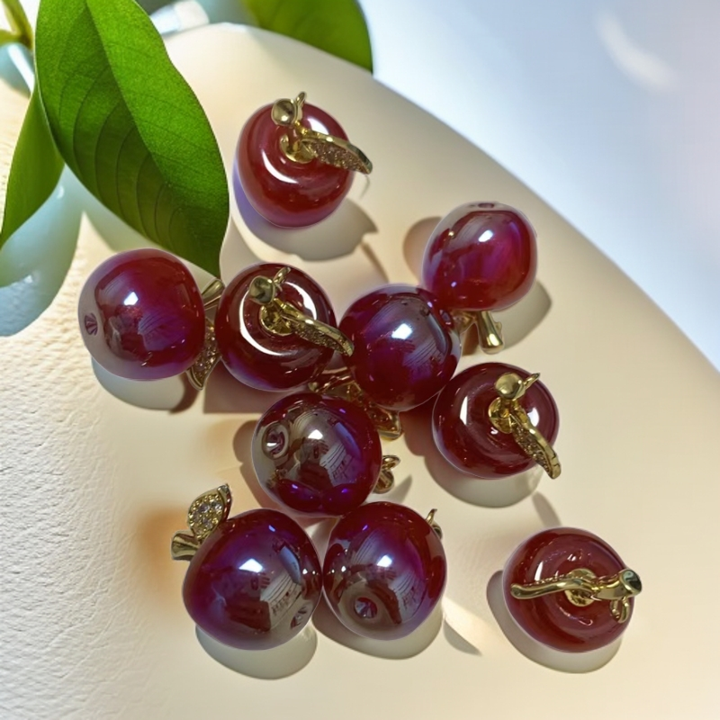 钛钢树脂吊坠 【海家】TD0757+EF33 人鱼姬小苹果吊坠成品 手工diy