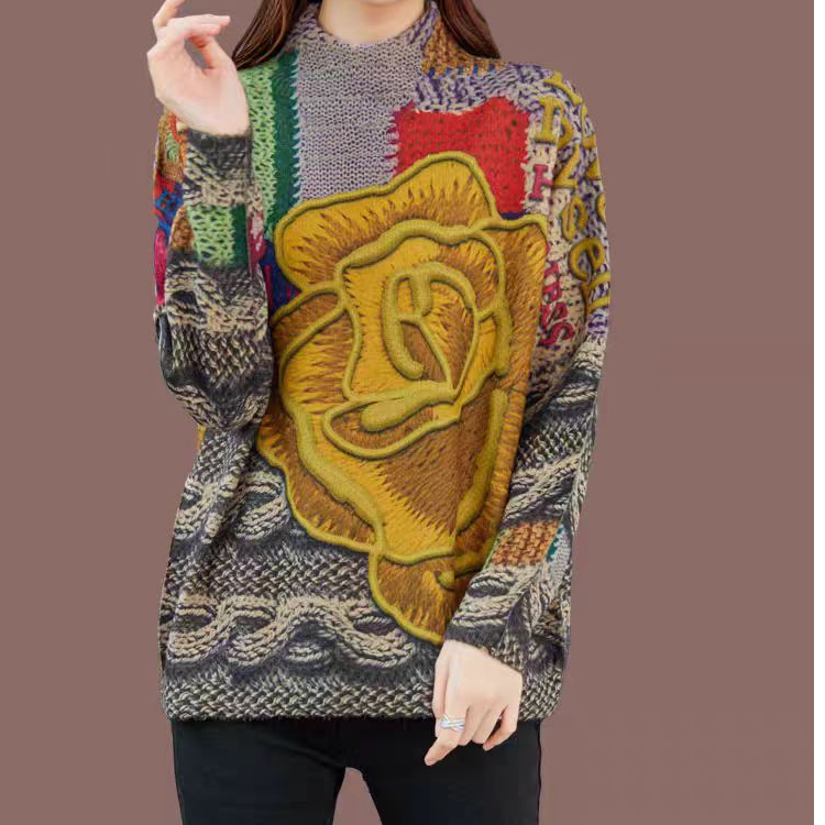 5022-11(大黄花）新款长袖小衫上衣