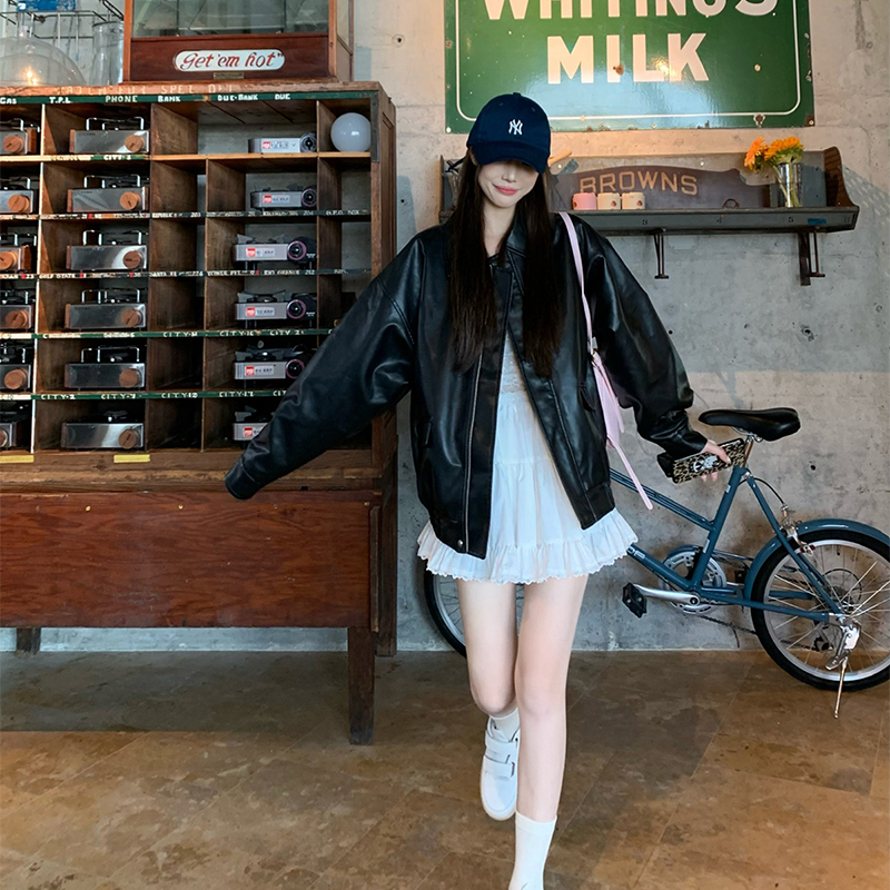 皮衣外套女2025年新款春秋季女装机车短款美拉德穿搭小个子皮夹克