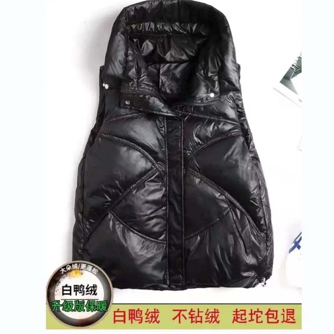 波司豋羽绒马甲女白鸭绒2022新款韩版宽松短款无袖抽绳背心坎肩立