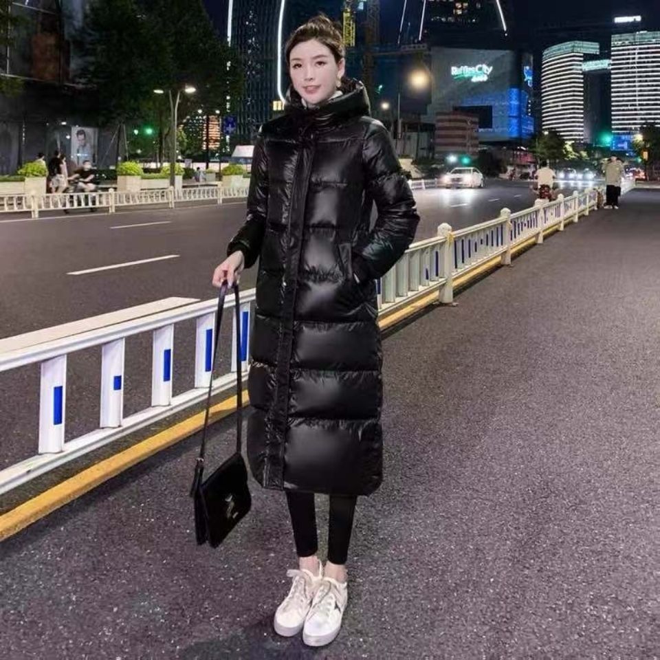 波司豋2023新款爆款反季新款亮面棉服女长款过膝韩版修身时尚加厚