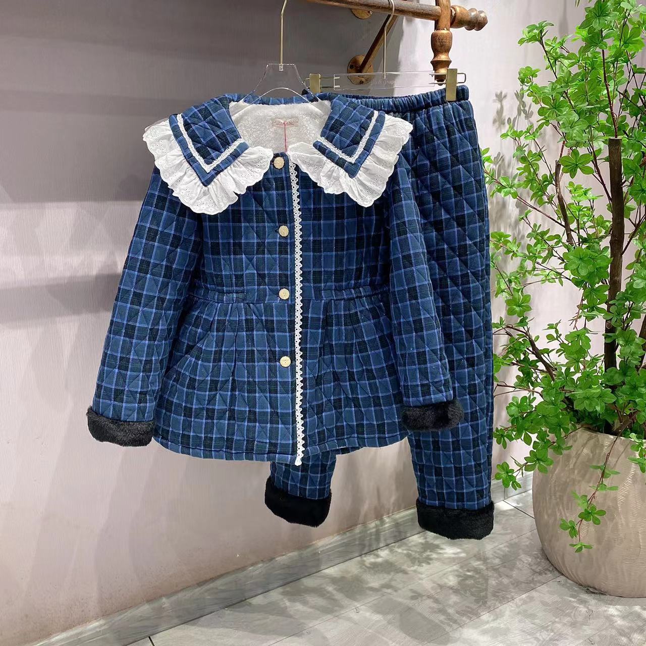 pinkgrape【醉倚斜阳】睡衣女士新款冬季三层夹棉加厚家居服2378125