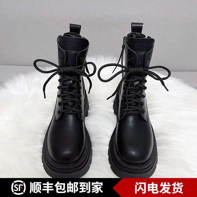 秋冬季新款ins潮马丁靴女英伦风厚底双拉链爆款时尚百搭短靴子女