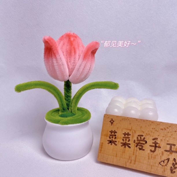 【2盆装】郁金香小盆栽扭扭棒DIY可爱郁金香盆栽材料包礼物手工摆件
