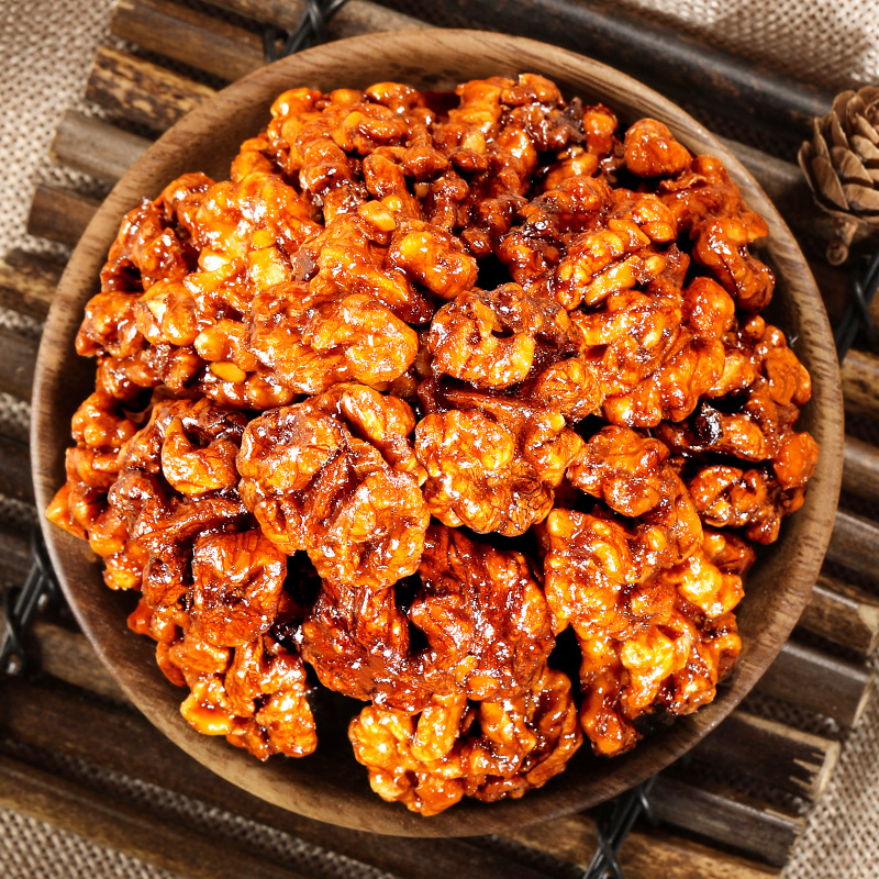 琥珀核桃仁年货坚果干果蜂蜜核桃肉零食芝麻焦糖味休闲食品营养