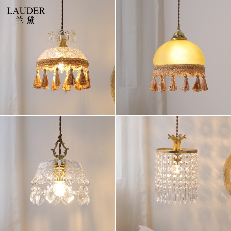 法式西洋玻璃水晶流苏餐厅吧台床头阳台入户橱窗玄关浪漫小吊灯灯