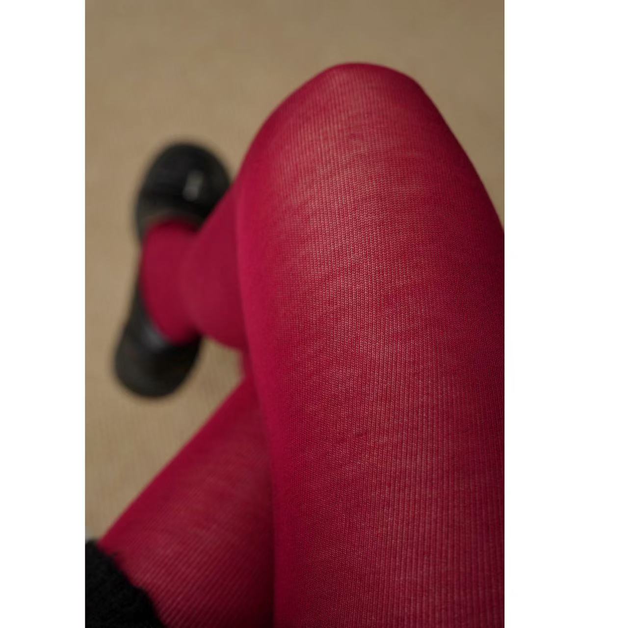 24086B-5加厚平纹连裤袜樱桃红时尚休闲女士红色