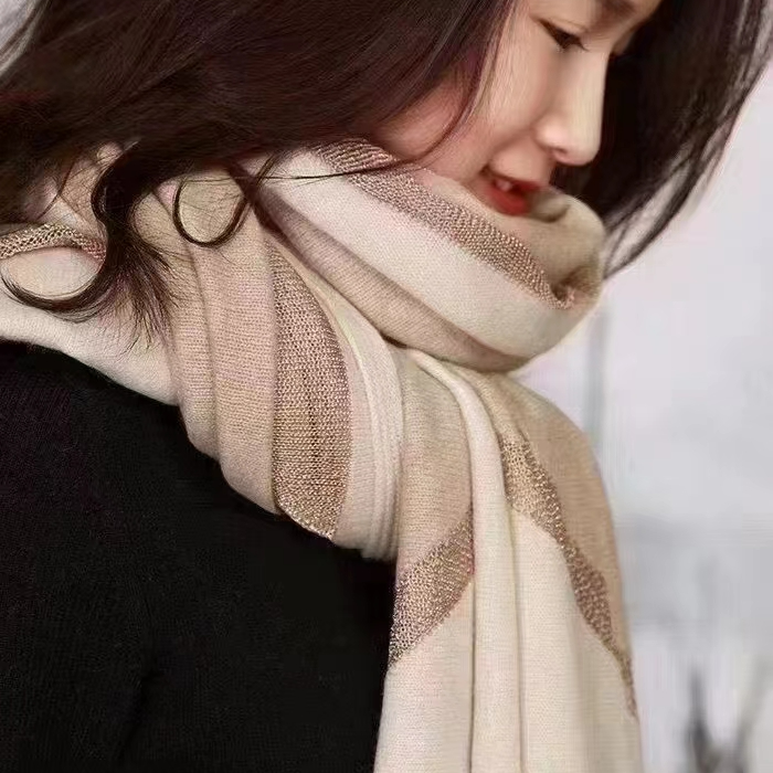 天子坊Emperarfang【8092】 天子坊针织羊绒抽条设计披肩70*180