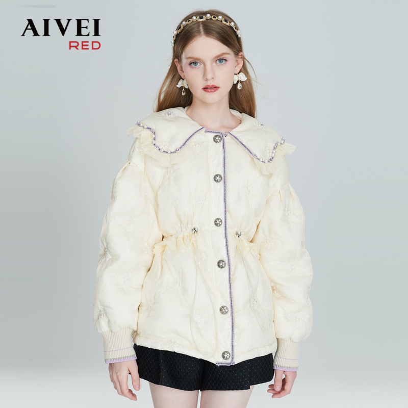 AIVEI【泡芙公主】冬新花瓣领压花羽绒服P0660158