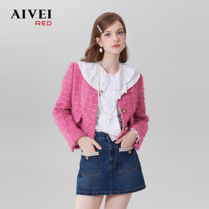 AIVEI千金风名媛小香风粗花呢短外套Q056S087