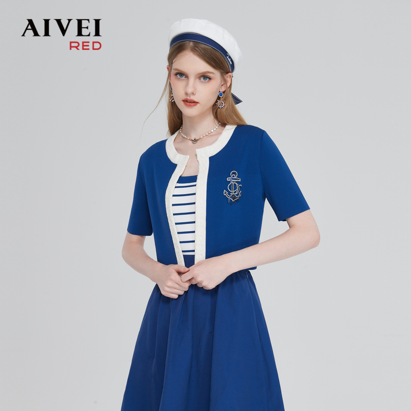 AIVEI春新款小香风背心针织开衫女两件套Q0160079