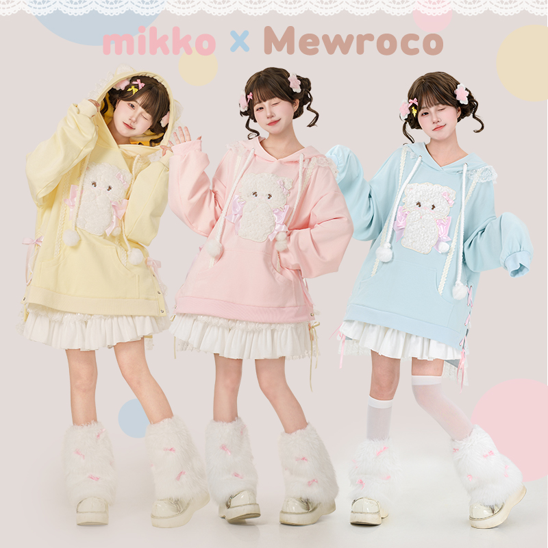 【现货】mikko联名卫衣猫芮可原创lolita刺绣可爱日常显瘦连帽卫衣