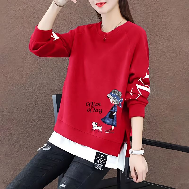 假两件卫衣女士韩版宽松2023秋装新款薄款洋气长袖上衣外套潮ins