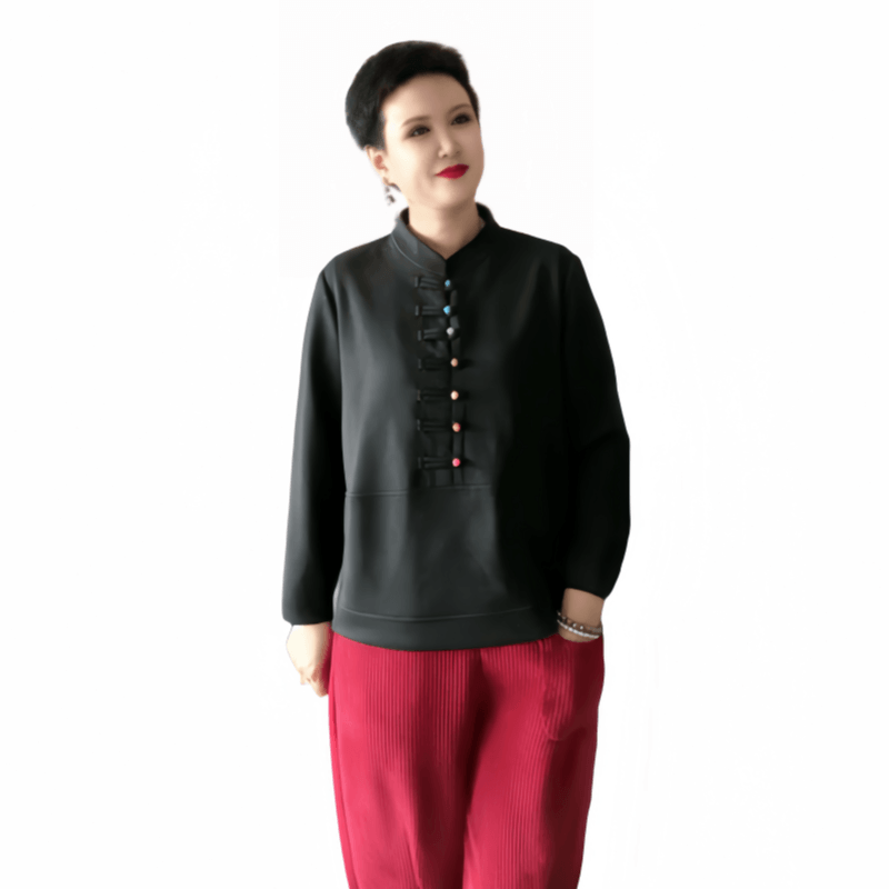 复古盘扣立领打底小衫女长袖秋冬洋气质减龄上衣内搭显瘦大码上衣