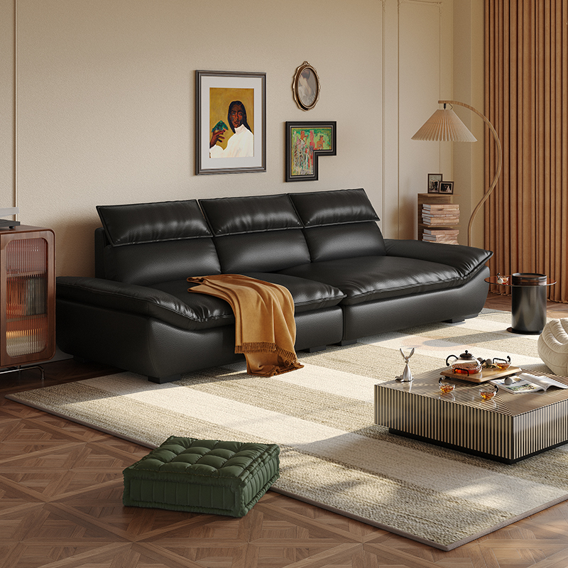 浪度家居帆船沙发现代意式极简真皮超深坐宽头层牛皮沙发2292