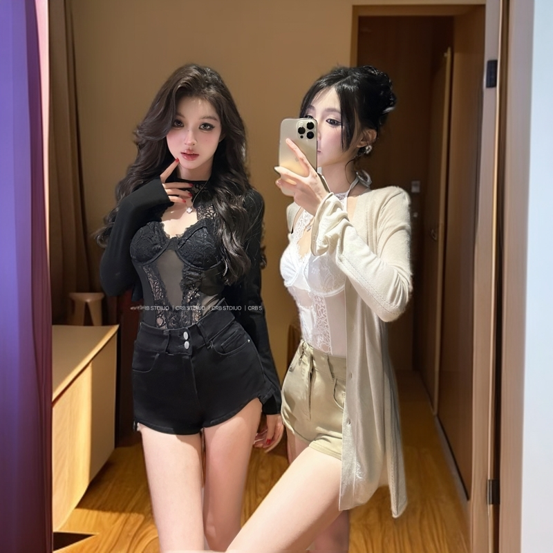 【618特惠】【春日部】蕾丝拼接睡裙新款套脖辣妹风可拆卸胸垫睡裙性