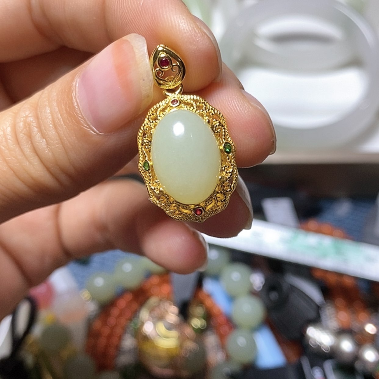 【闪购商品】和田玉手镯银S925镶嵌