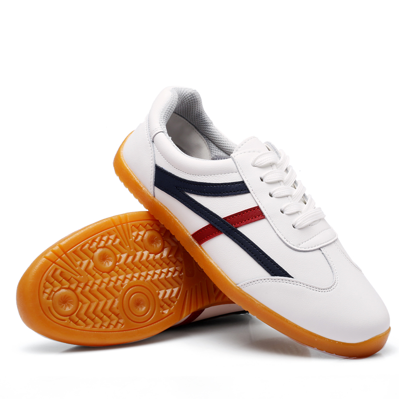 小白鞋彩色青春百搭软牛皮牛筋底防滑耐磨太极鞋男女同款武术鞋