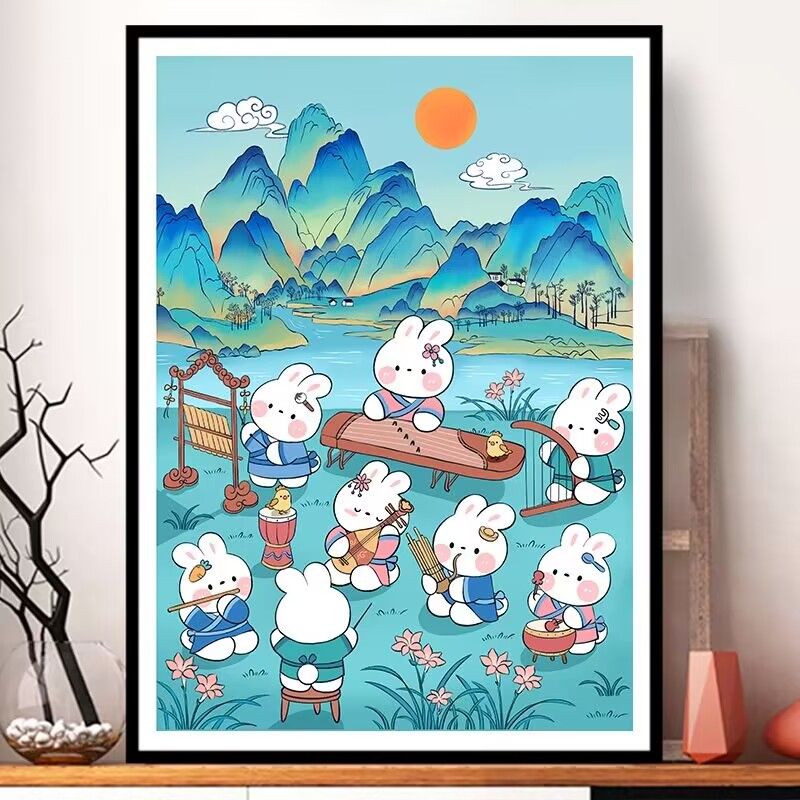 十字绣千里江山小兔子新款自己线绣卧室客厅可爱小幅刺绣新手简单