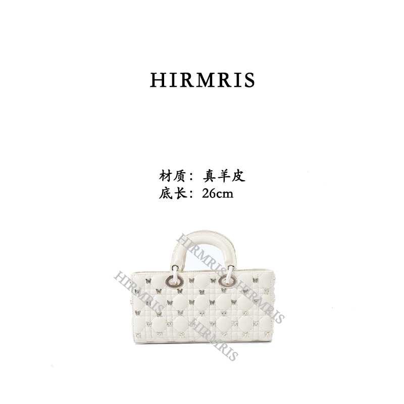 HIRMRIS手工真皮包CZ132-1 手提蝴蝶白色