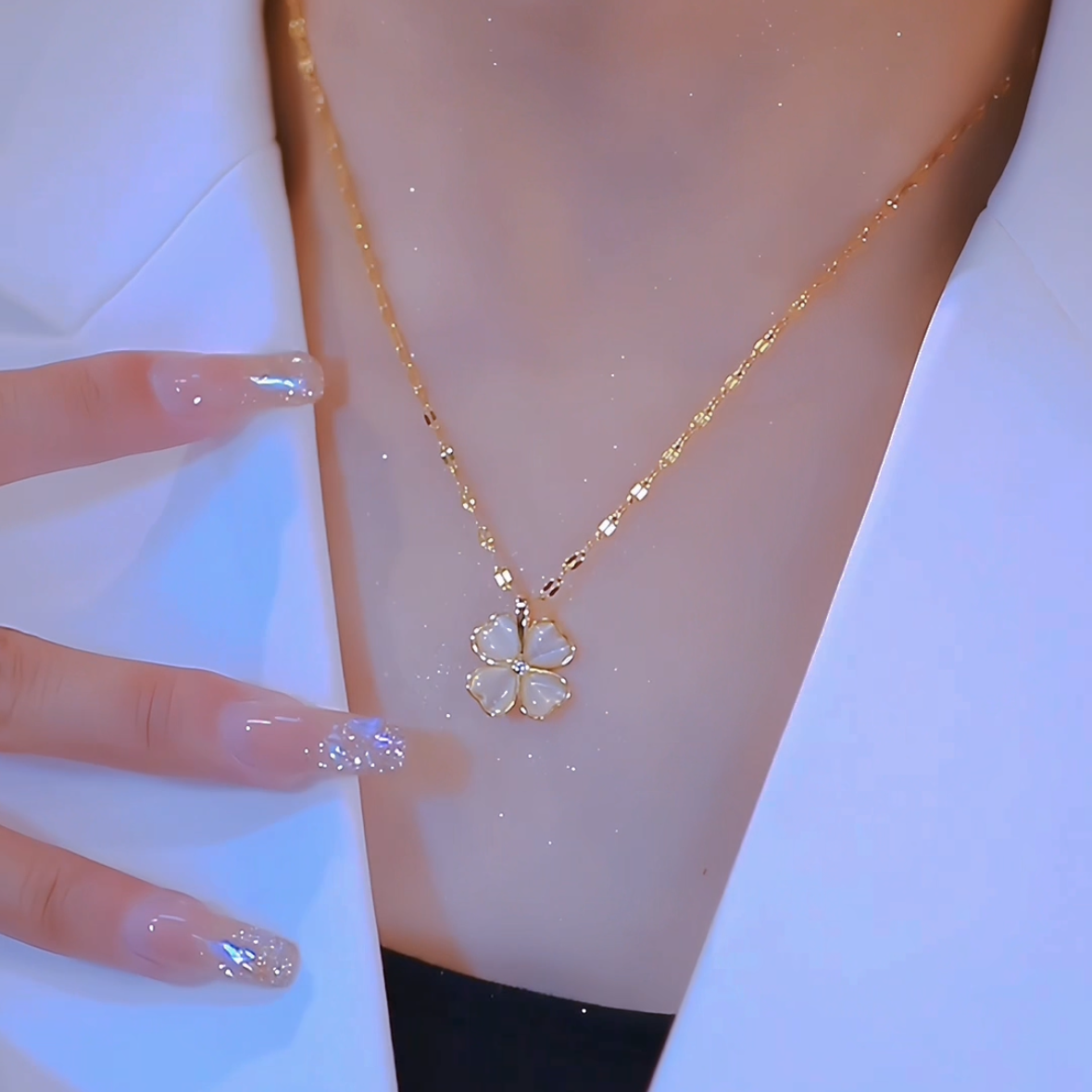 钛钢项链 轻奢四叶花项链女久戴不掉色洋气高级感小众首饰饰品