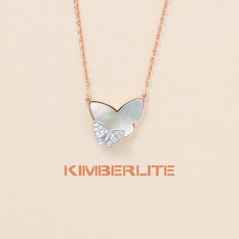 【18K金项链】金伯利钻石「蝶影翩翩」镶嵌天然钻石高级感轻奢百搭