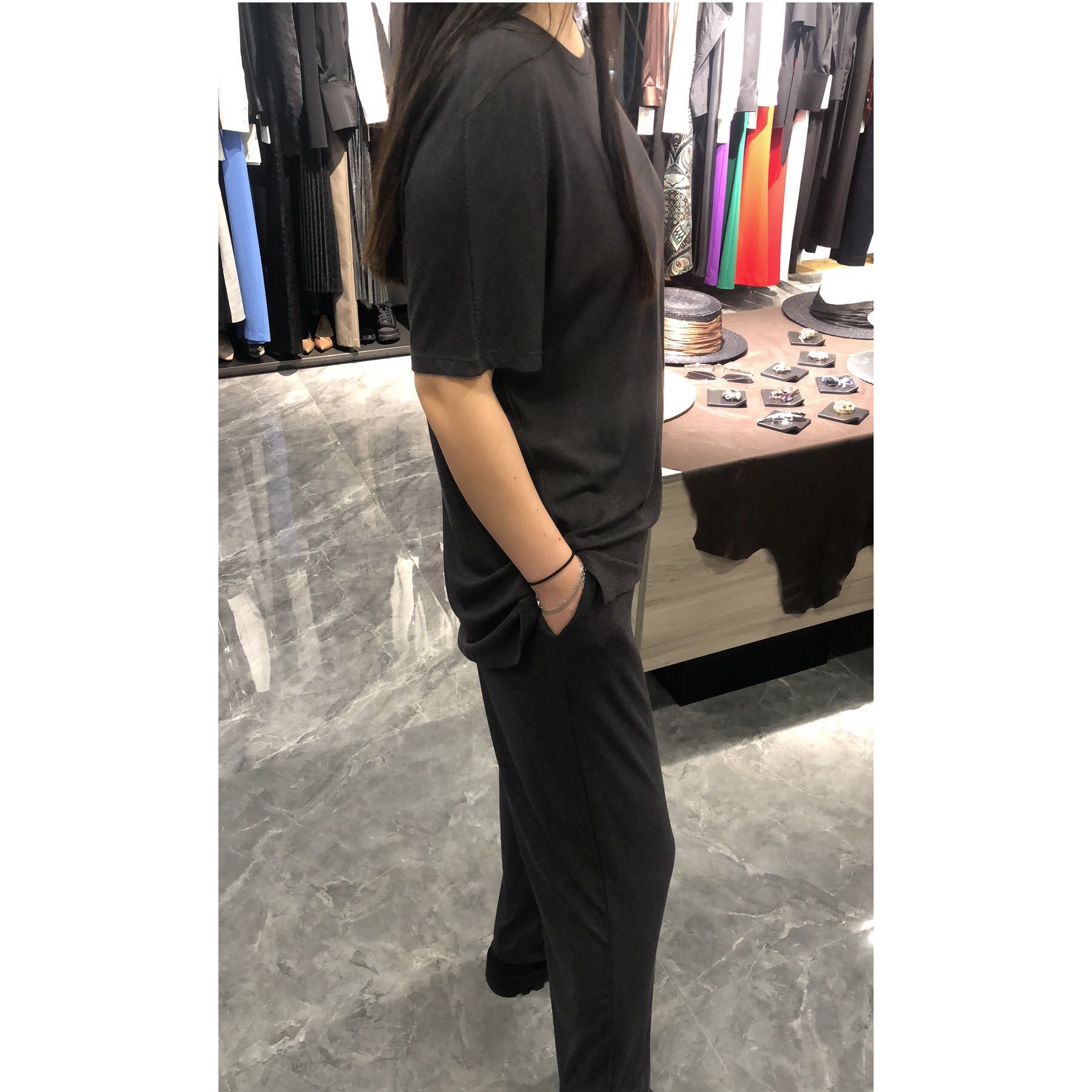 灰色舒适家居服套装及连衣裙