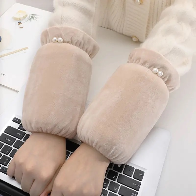 短款珍珠绒布袖套女士冬季防污套袖办公室上班防脏袖头羽绒服护袖