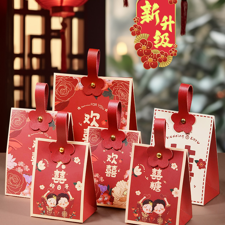 喜糖盒加厚2026新款结婚婚礼花朵手提烫金糖盒喜糖盒工厂源头批发