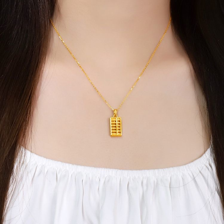 合金吊坠 小算盘项链黑绳毛衣链百搭轻奢时尚经典气质坠链饰品