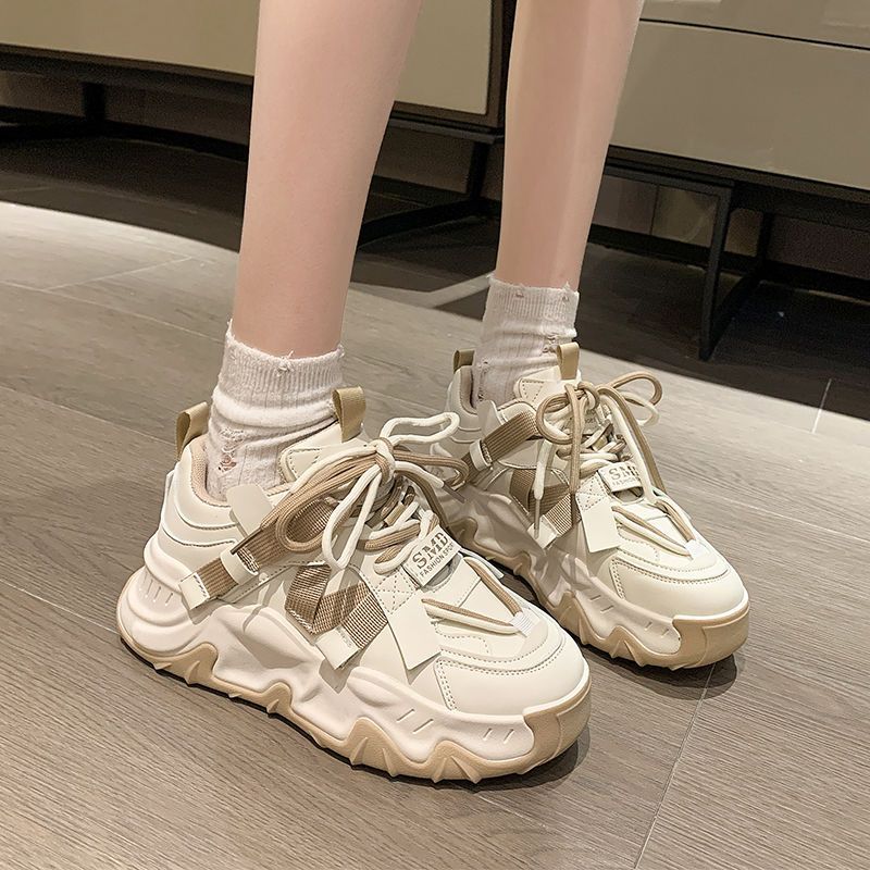 冬款潮流踩屎感老爹鞋女春秋女鞋新款拼色厚底休闲运动小白b