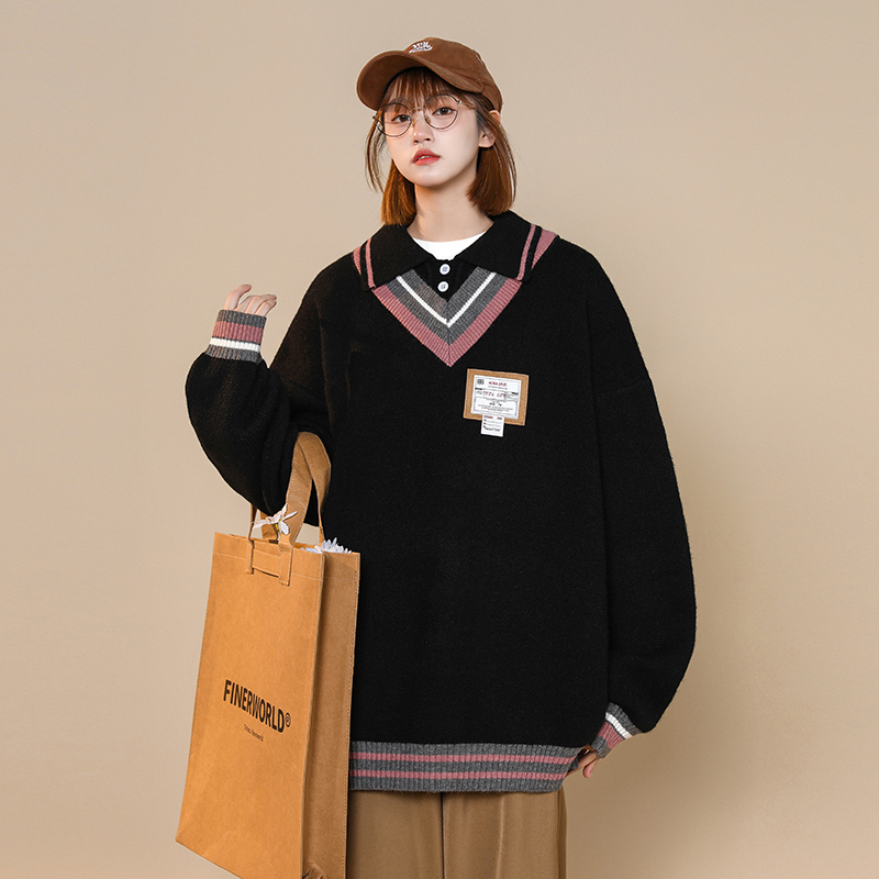 【10987】2025秋季新款青少年学生美式学院感慵懒假两件毛衣