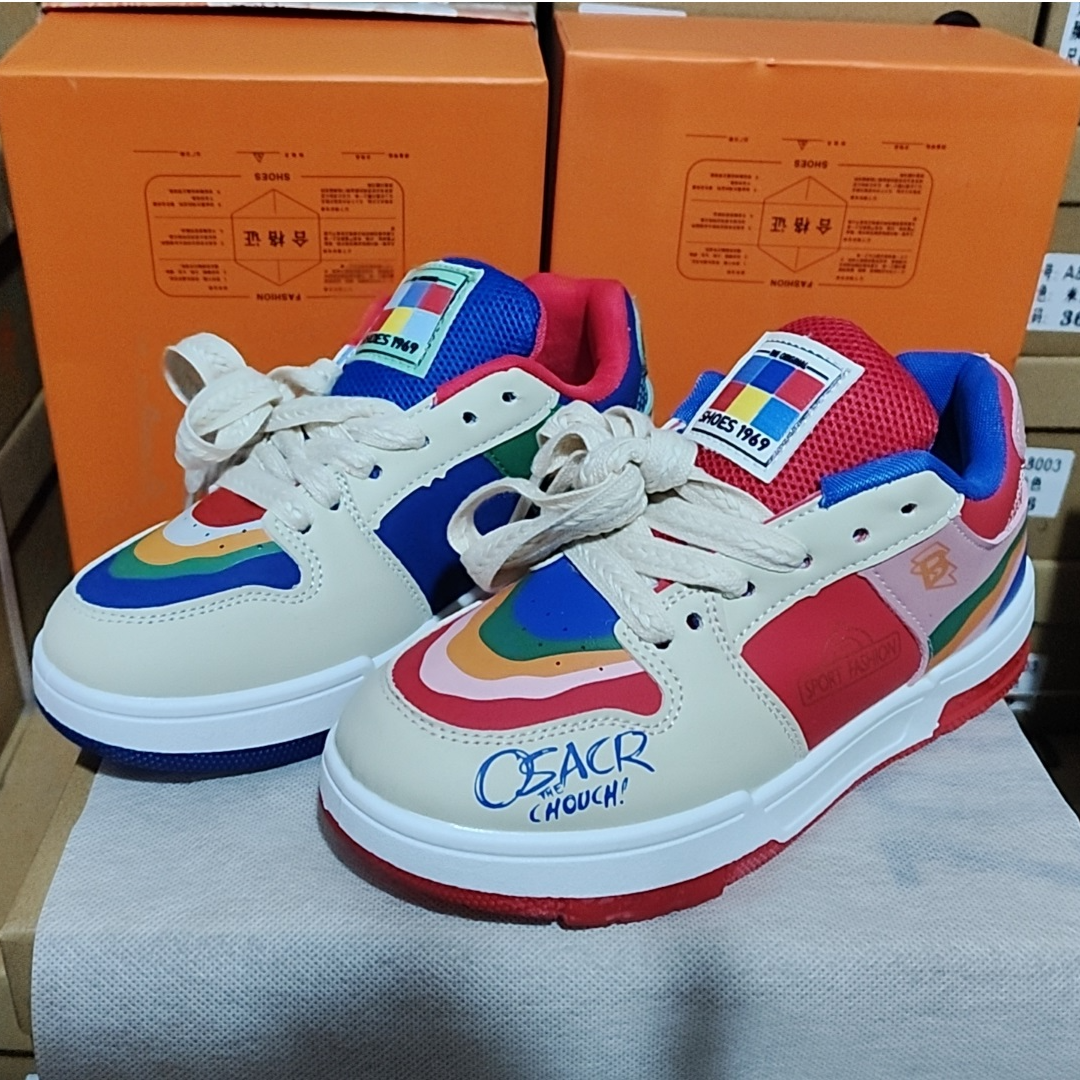 鸳鸯色潮流拼色休闲鞋爆款增高厚底显瘦百搭网红时尚女士运动鞋