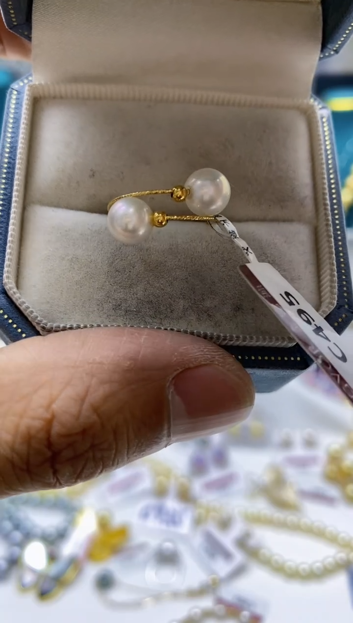 【闪购商品】淡水珍珠HD18K金镶嵌珍珠戒指@@c495